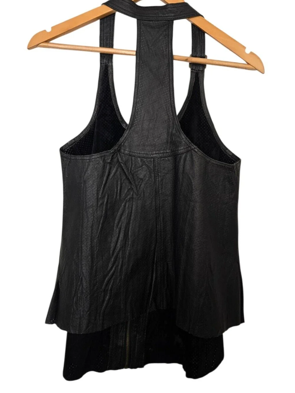 🖤🔥 XCVI Leather Racerback Zip Tank | Edgy Moto Grunge Festival Top Sm🔥🖤